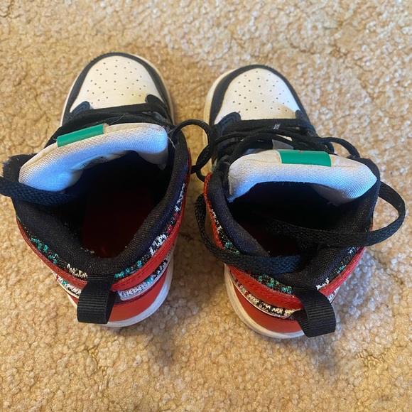 Jordan Mids Kids Black and Red Patterned Sneakers - Picture 3 of 4
